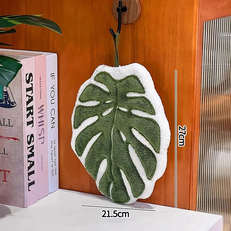 Plant Leaf Hand Towel Hanging Cleaning Cloth Kitchen Bathroom Towel