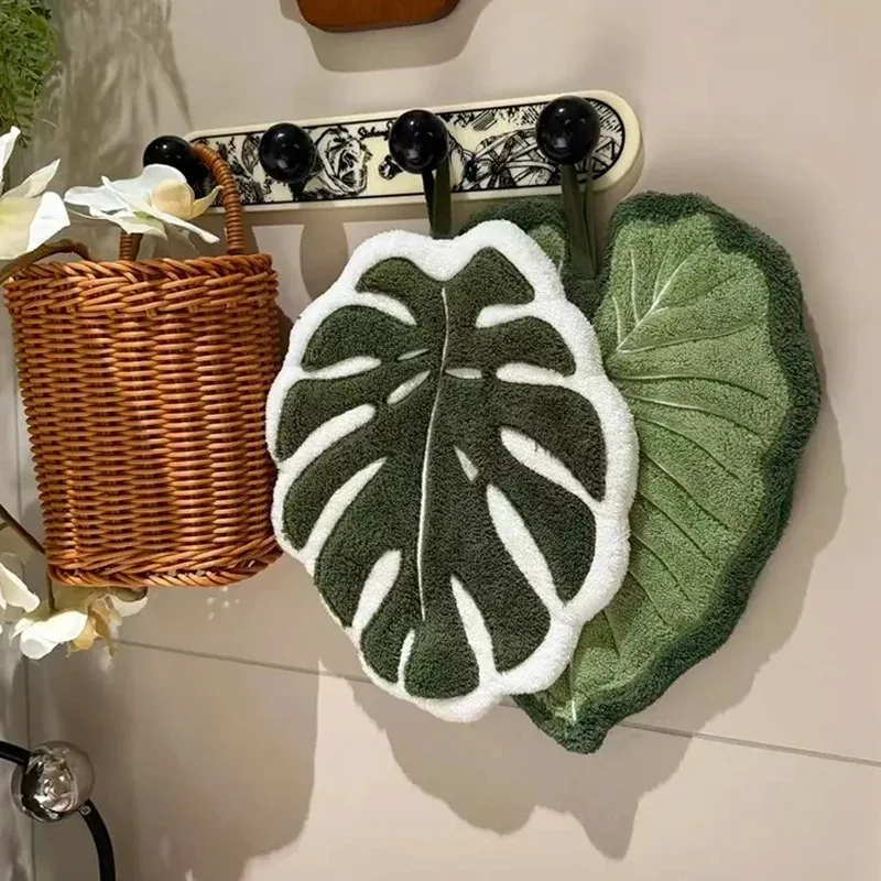Plant Leaf Hand Towel Hanging Cleaning Cloth Kitchen Bathroom Towel