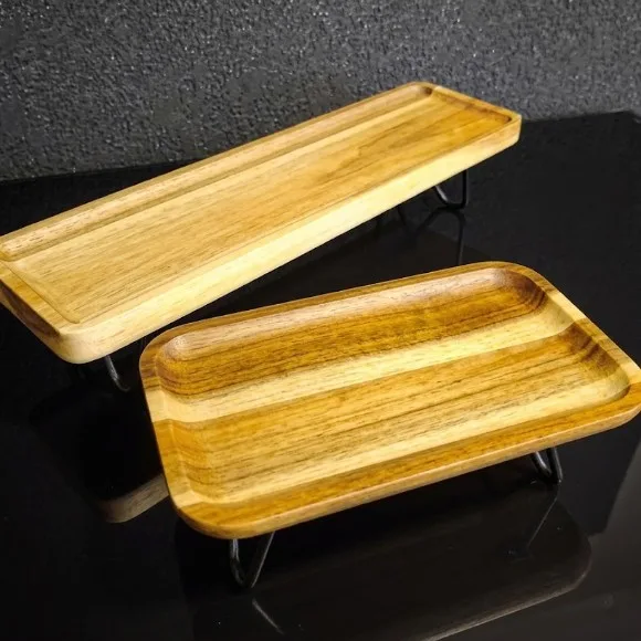 Acacia Wood Sushi Serving Board Handmade Japanese Style Cheese Platter