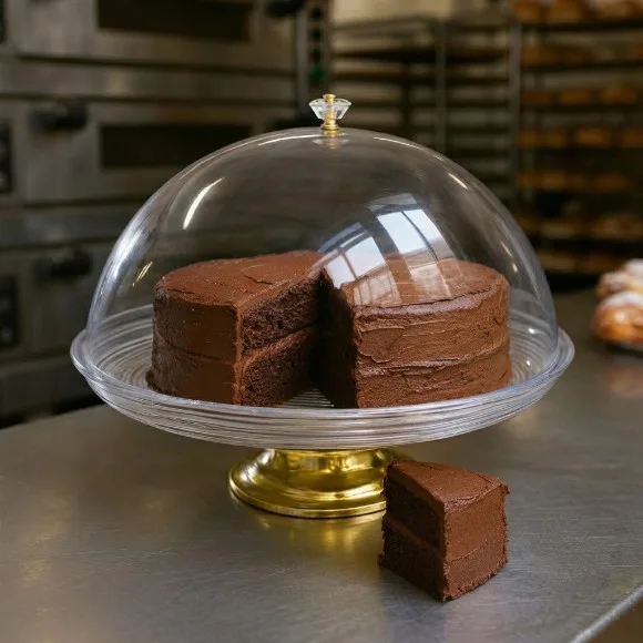 Acrylic Cake Dome Golden Stand in 3 Sizes