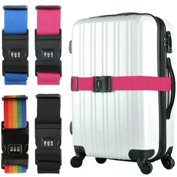 Adjustable Luggage Straps Combination Lock Luggage Tag Travel Set Accessories