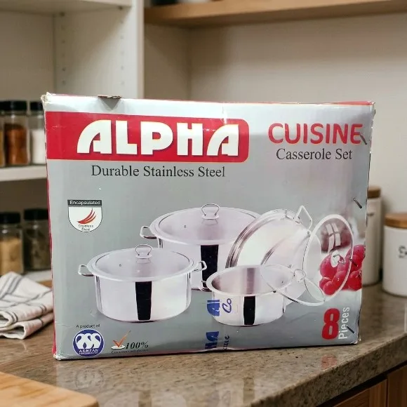 Alpha Durable Cuisine Casserole Stainless Steel 8 Pieces Set