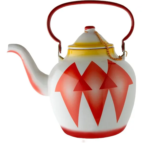 AlSaif Dimond Design Enamelware Arabian Kettle, 2.0 Liter Capacity, Red