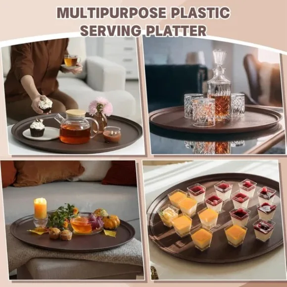 Anti Skid Oval Brown Foodservice Restaurant Grade Non Slip Trays