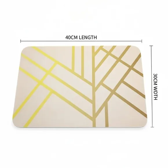 Anti-Slip Dish Drying Mat Dual-Tone Geometric Grid Design