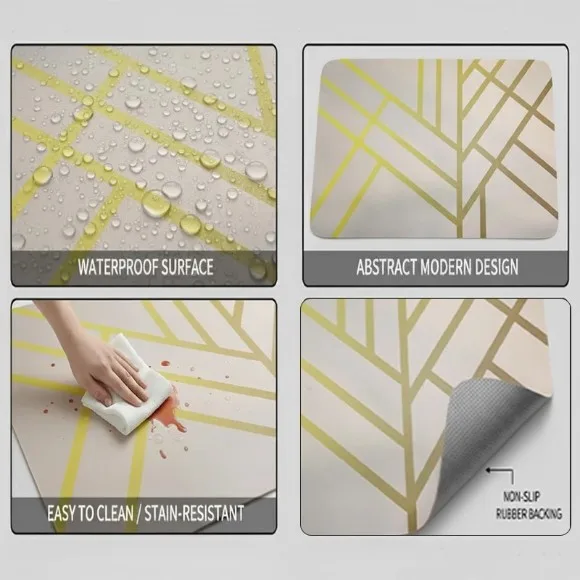 Anti-Slip Dish Drying Mat Dual-Tone Geometric Grid Design