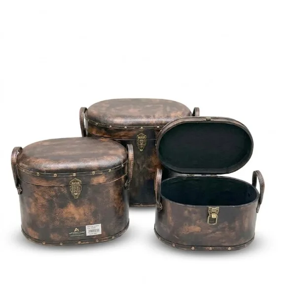 Antique Style Ottoman Storage Stool Leather Storage Chair