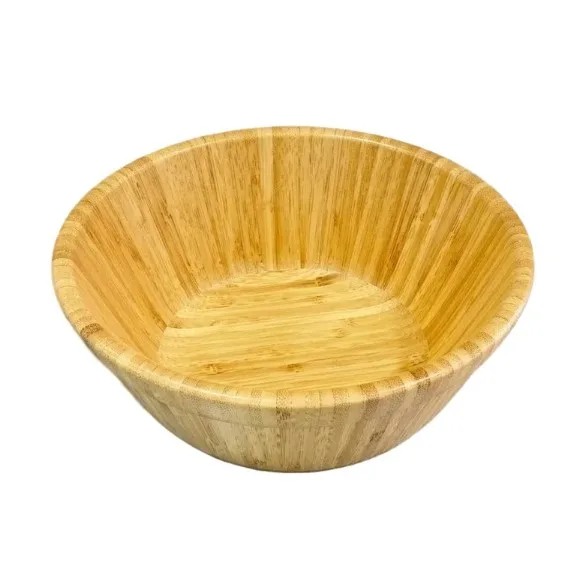 Bamboo Serving Bowl Lightweight Natural Wood for Salad Fruit Nuts & Appetizers 