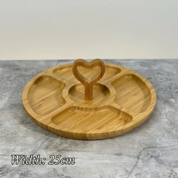 Bamboo 5-Compartment Meal Tray Round 25cm