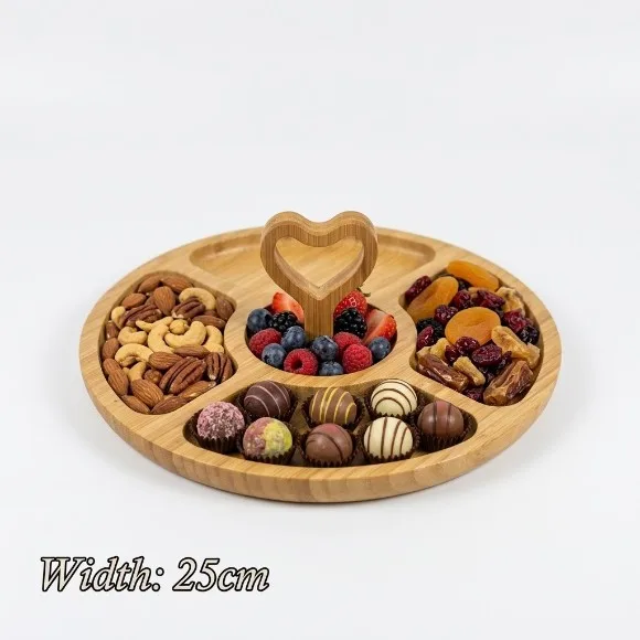 Bamboo 5-Compartment Meal Tray Round 25cm
