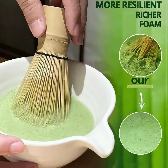 Bamboo Matcha Whisk Handcraft Organic Traditional Japanese Chasen Matcha Stirrer Wisk Mixer Brush for Authentic Tea Preparation