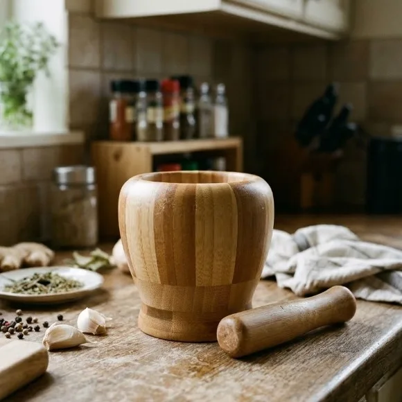 Bamboo Mortar and Pestle