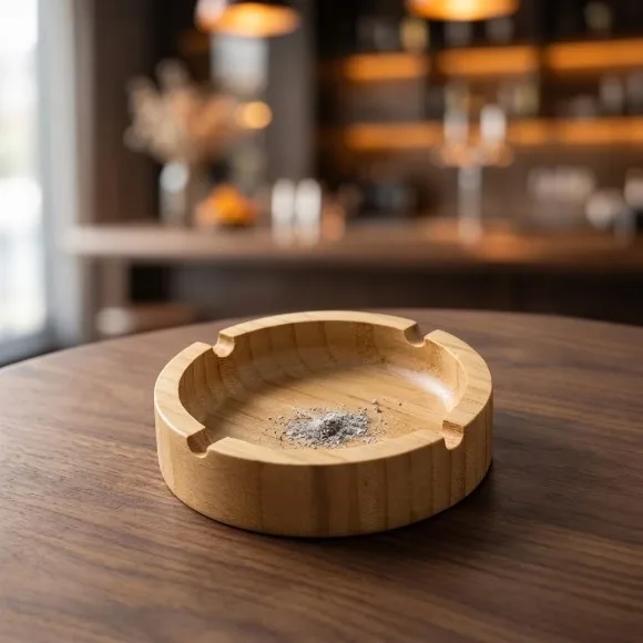 Bamboo Round Ashtray Bar Pub