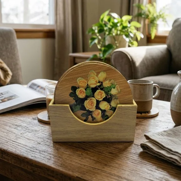 Bamboo Tea Coaster with Stand BK1