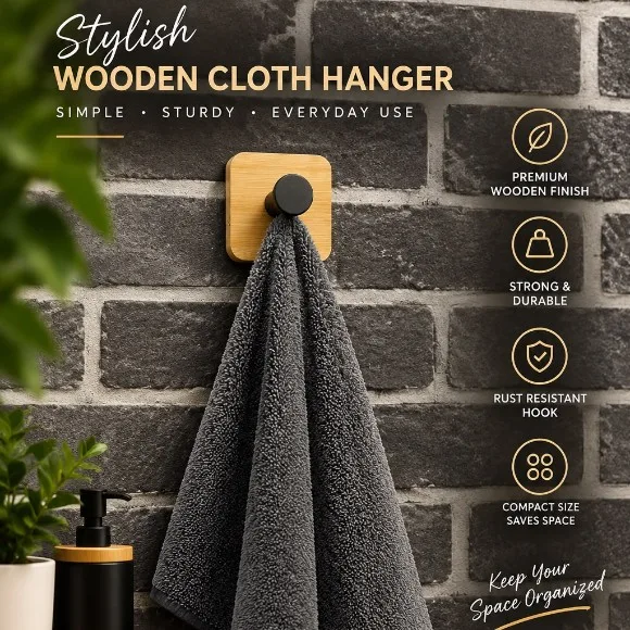 Bamboo & Wood Hooks Creative Towel Hooks Wooden Tie Scarf Rack Hooks Storage Rack Clothes and Hat Hanger