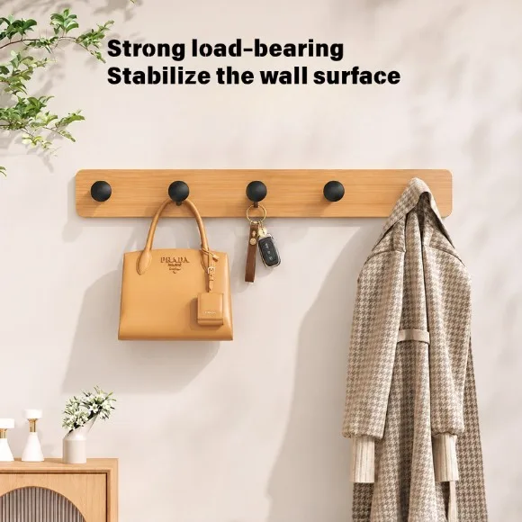Bamboo & Wood Hooks Creative Towel Hooks Wooden Tie Scarf Rack Hooks Storage Rack Clothes and Hat Hanger