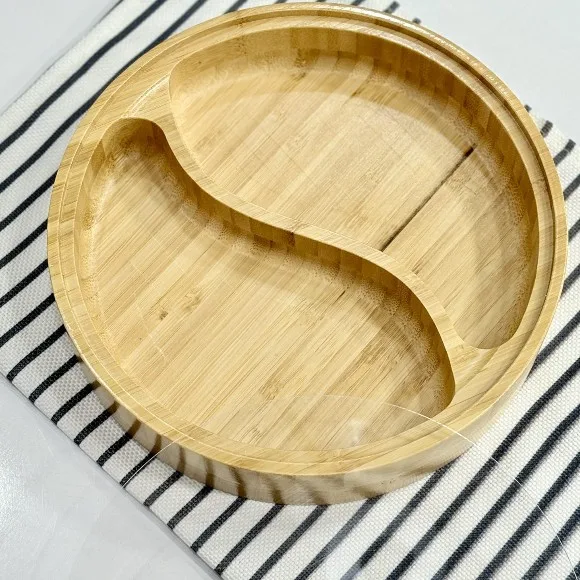 Bamboo Wooden Snack Serving Tray Dry Fruit Plate 4 Compartment