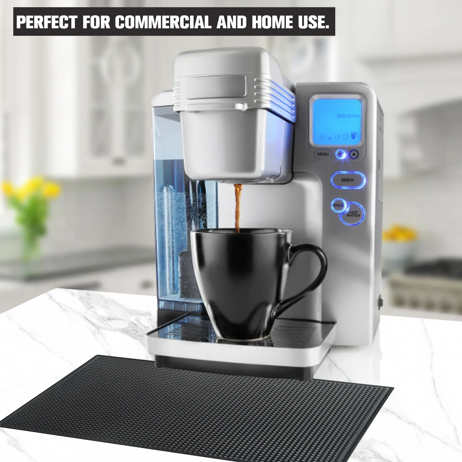 Coffee Bar Mats Anti-slip Cup Mat Waterproof Heat Resistant Drain Mat for Bar Cafe Barista Cocktail Bartender