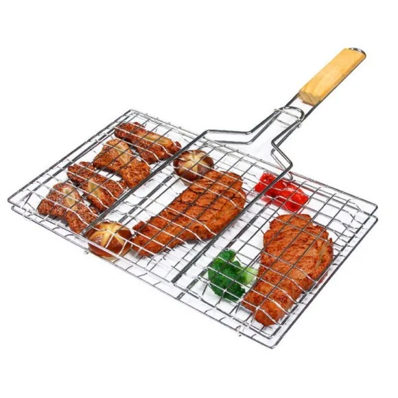 Barbecue Roaster Grill Wooden Handle - Large