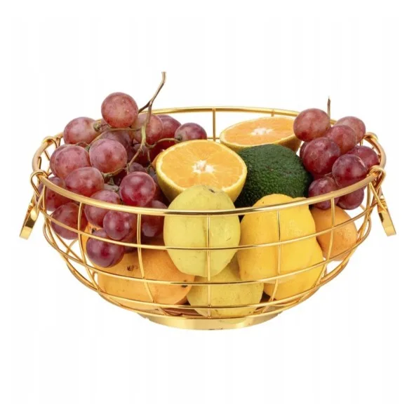 Basket for Fruits and Vegetables Golden Bowl Elegant Metal Functional Basket