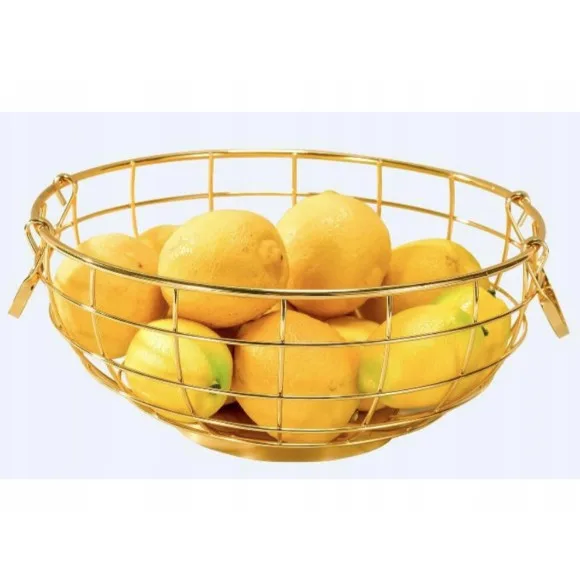 Basket for Fruits and Vegetables Golden Bowl Elegant Metal Functional Basket