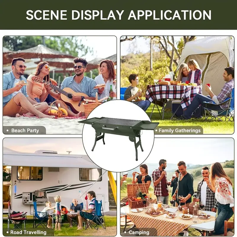 portable folding charcoal grill outdoor compact charcoal stove suitable for travel camping outdoor cooking patio use hiking balcony gardens and picnics Product details 5