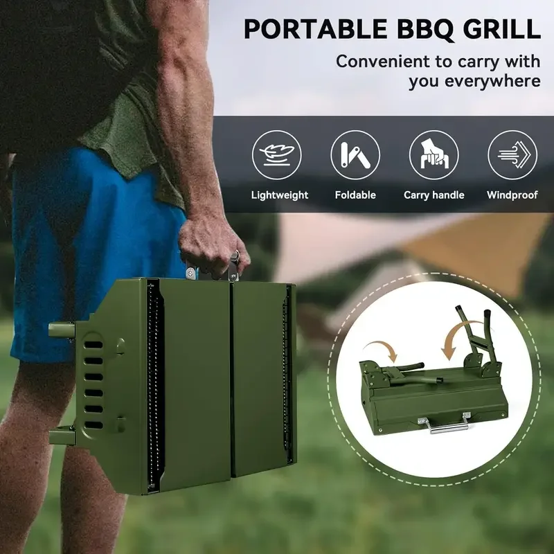 portable folding charcoal grill outdoor compact charcoal stove suitable for travel camping outdoor cooking patio use hiking balcony gardens and picnics Product details 6