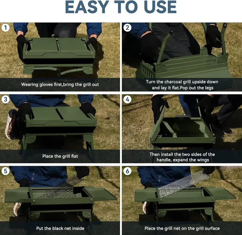 portable folding charcoal grill outdoor compact charcoal stove suitable for travel camping outdoor cooking patio use hiking balcony gardens and picnics Product details 8