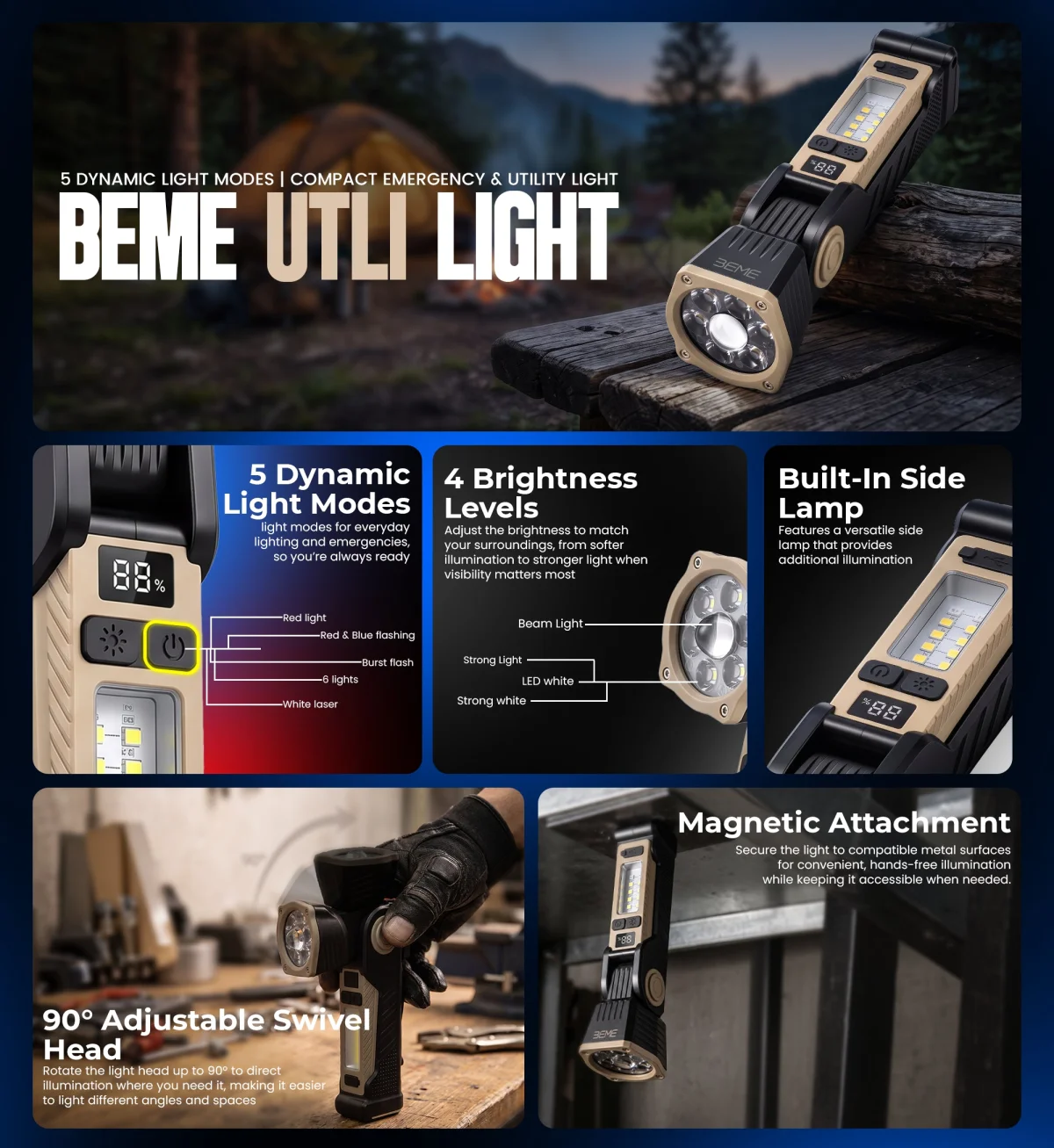 BEME USEFUL LIGHT MULTI-FUNCTIONAL FLASHLIGHT