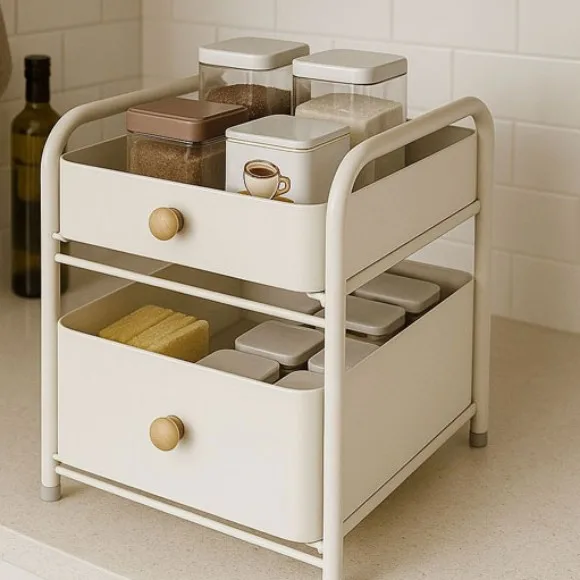 Binca Modern Countertop Storage Cart 2-Tier Drawer Organizer