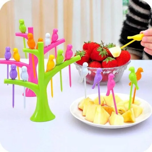 Bird Fruit Forks Stick
