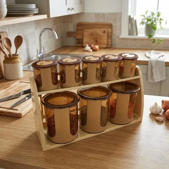 Bita Jars Set Wall Mounted Stand 9 Pcs Set Round