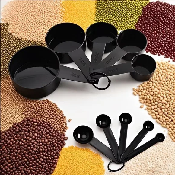 Black Plastic Measuring Cups 10 Pieces Set
