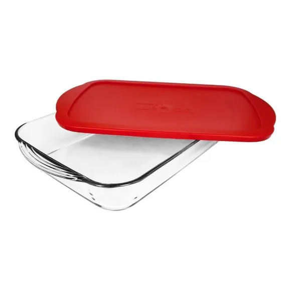 Pasabahce Borcam Square Tray With Lid Ovenware Glassware Dish 15.74 X 9.84 Inch thumbnail 2