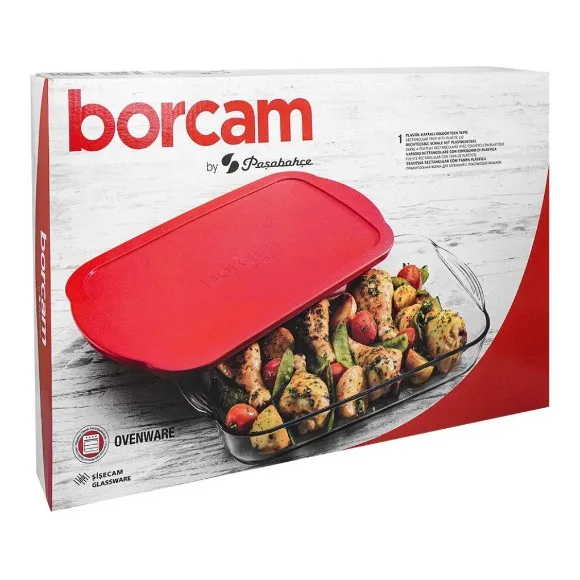 Pasabahce Borcam Square Tray With Lid Ovenware Glassware Dish 15.74 X 9.84 Inch thumbnail 4