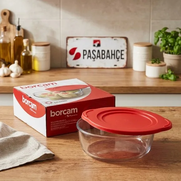 Pasabahce Borcam Round Oven Dish with Cover Lid