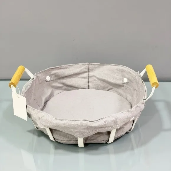 Bread Basket with Removable Fabric Liner Wooden Handles