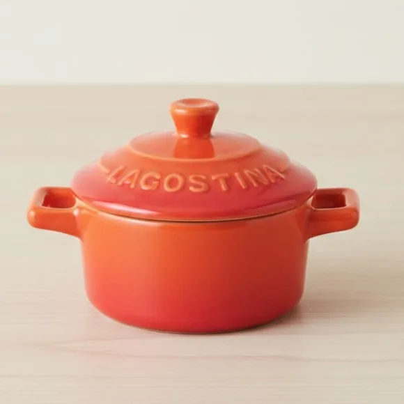 Brilliant Lagostina Stoneware Mini Casseroles Stew Pot with Lid - 4 Inch