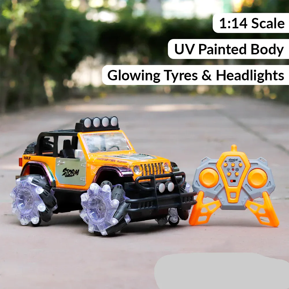 Buy 1:14 RC 2.4G Storm Stunt Jeep With Colorful Lights online in Pakistan.