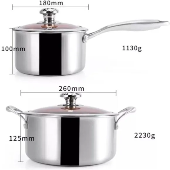 C&E Kitchenware Honeycomb Laser Coated Stainless Steel Cookware Set 15 - Piece