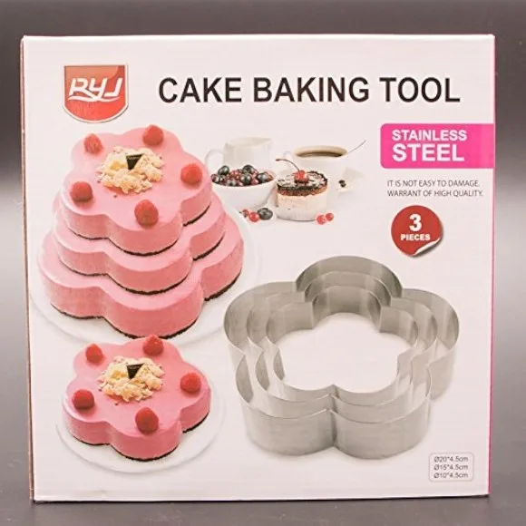 Cake Baking Tool Stainless Steel 3 Pcs Flower Shape