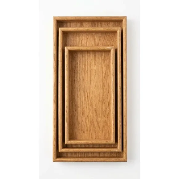 Chic Wood Serving Tray Wooden Set of 3 Sizes 