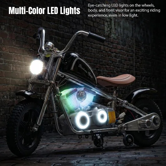ChopperX Battery Operated Bike for Kids with Adjustable Seats Rechargeable Ride on Toy with LED Lights USB & Music Electric Big Bike