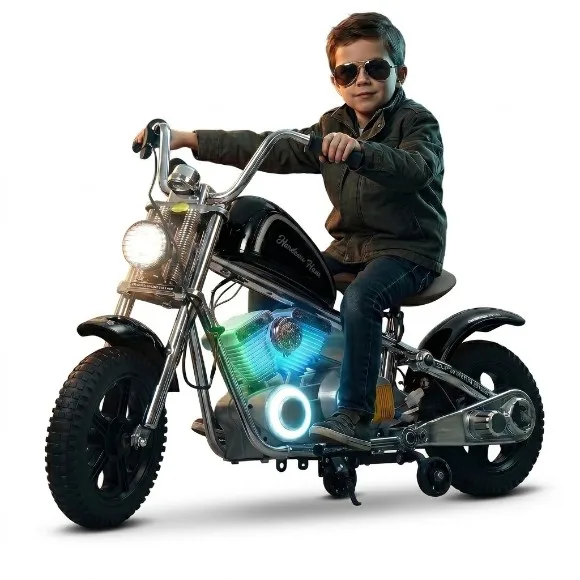ChopperX Battery Operated Bike for Kids with Adjustable Seats Rechargeable Ride on Toy with LED Lights USB & Music Electric Big Bike