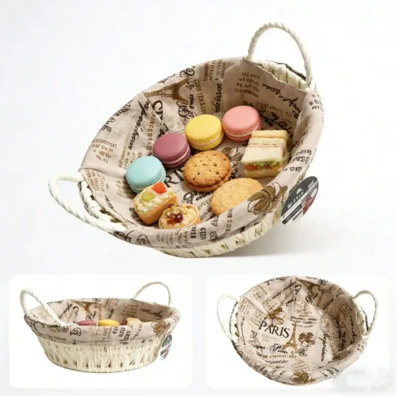 Classic Style Bread Serve Basket with Cloth