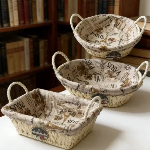 Classic Style Bread Serve Basket with Cloth