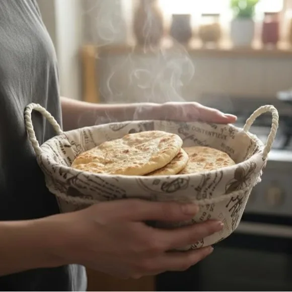 Classic Style Bread Serve Basket with Cloth