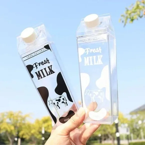 Cow Print Milk Carton Bottle for Milk, Juice, Water - BPA Free 1000ml