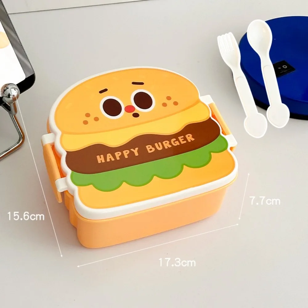 Hamburger Bento Box Leakproof Fork Spoon Lunch Box