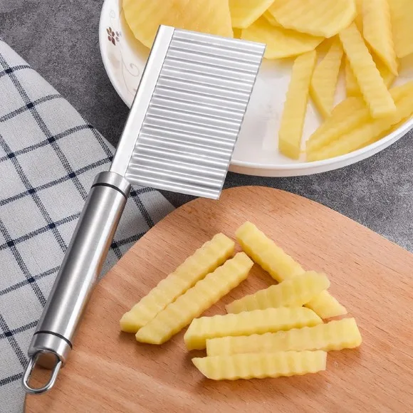 Crinkle Fries Cutter Knife with Handle - Stainless Steel High Quality